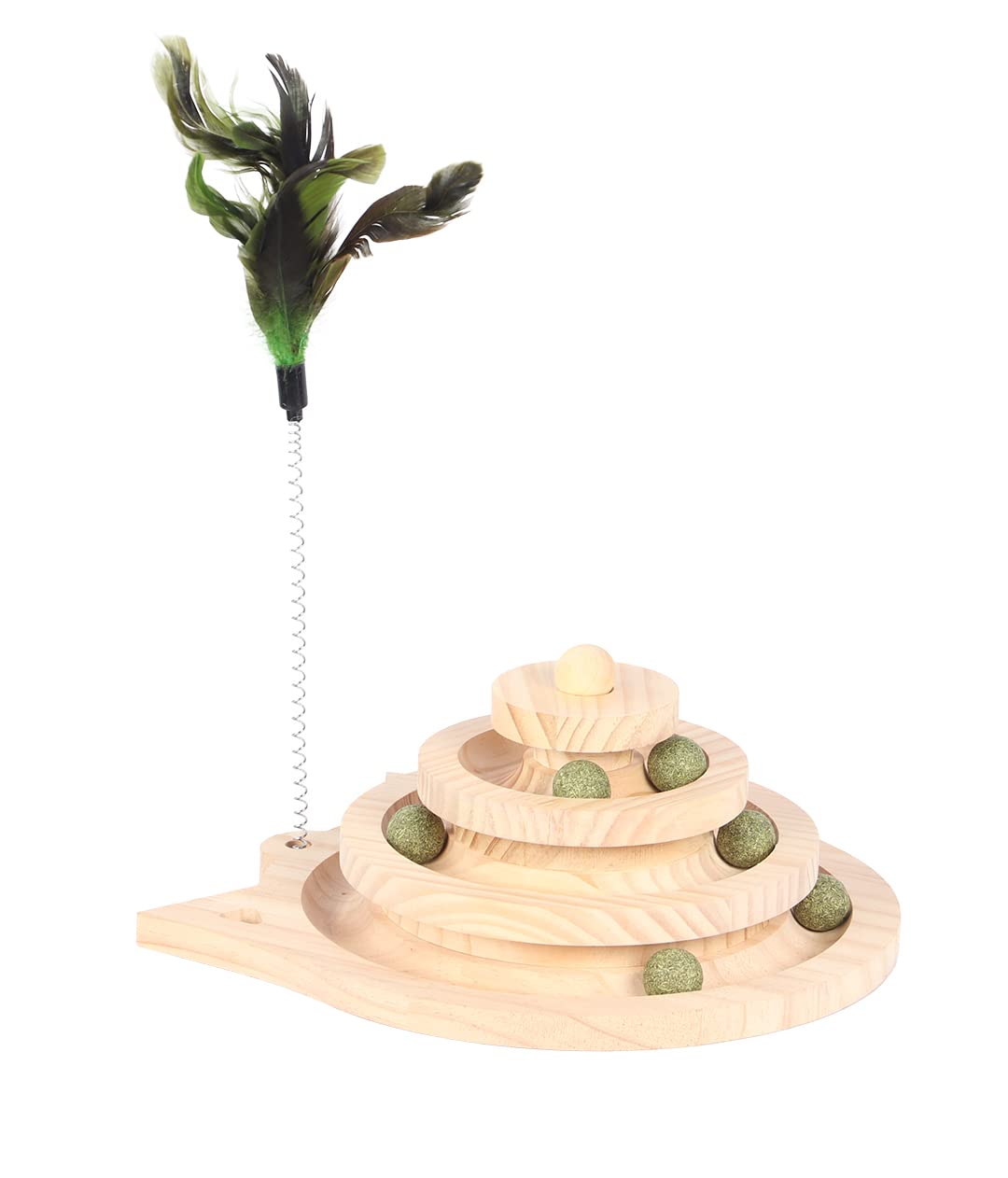 Duvoplus, Spin 'n Play Cat Toy, 26 x 26 x 13.5 cm, Wood Colour, Toy, Wood, Cat