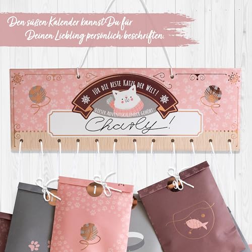 Papierdrachen Katzen Adventskalender 2025 - Papiertüten zum Befüllen - in 4 Designs - mit Stickern - DIY-Geschenkidee - Haustier - inkl. Aufhängung