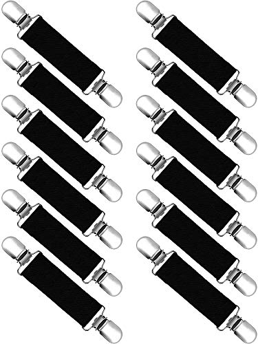 Zhanmai 6 Pairs Elastic Mitten Clips Stainless Steel Glove and Mitten Clips for Kids and Adults (Black, 13 cm)