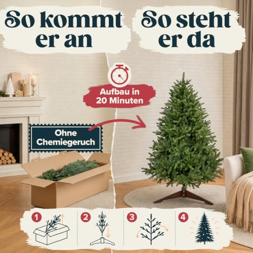 Weihnachtsbaum künstlich 150cm 100% PE Spitzen – TESTSIEGER – Naturgetreu, dichte Zweige… – Ansicht 6