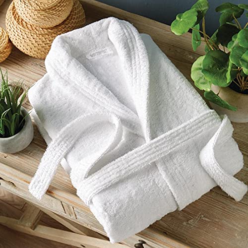 Cotton Bathrobe for Women & Men White | Large size Towel Bath Robes female | Lightweight Plush Bath robe | Terry Cloth Robes for Women | Combed Soft Hotel Spa Robes Unisex2