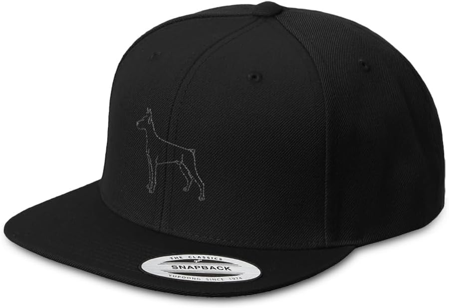 Speedy Pros Snapback Hat for Men Flat Brim Hats Domestic Doberman Pincher Dog Embroidery Embroidered Flat Bill Hat