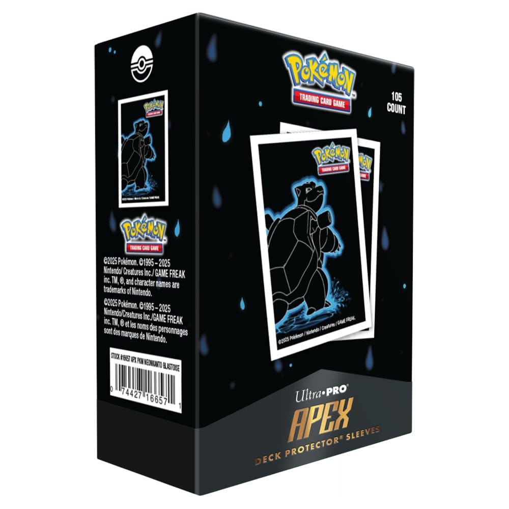 Ultra Pro | Pokemon Neon Kanto Apex Deck Protector Sleeves - Blastoise (105ct) | Trading Card Game Accessory | Ages 6+