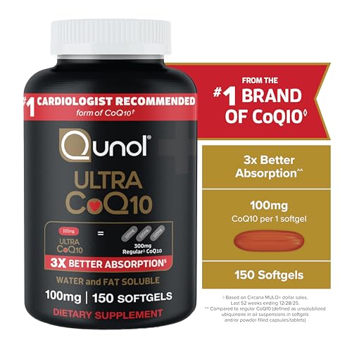 Image of Qunol Ultra CoQ10 100mg Softgels- 3X Better Absorption Coenzyme Q10 Supplements - Antioxidant Supplement for Vascular and Heart Health & Energy Production - 5 Month Supply - 150 Count