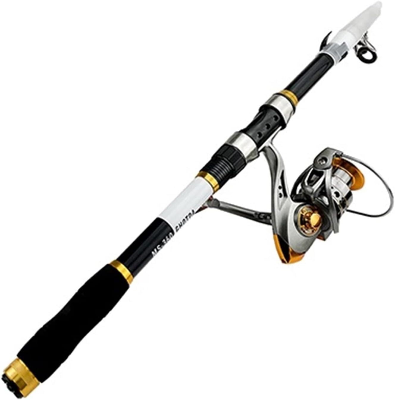 Teleskop Angelrute 2,1 M-3,6 M Reel Combo Angelrute Outdoor Angelrute Geeignet for Fluss Angeln(Black,2.1M Rod with DC1000)