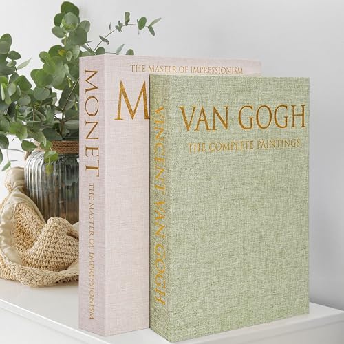 Hiwhy Juego de 2 Cajas Decorativas Para Libros, Elegantes Libros Decorativos, Caja con Almacenamiento en Lino Imitación Para Estanterías, Mesas de Centro y Decoración del Hogar, Verde Hierba