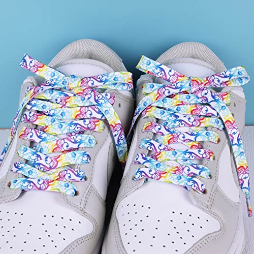 Image of Booyckiy 3 /4 inch Wide Satin Ribbon Shoelaces Flat Colorful Shoe Laces for Women Girls