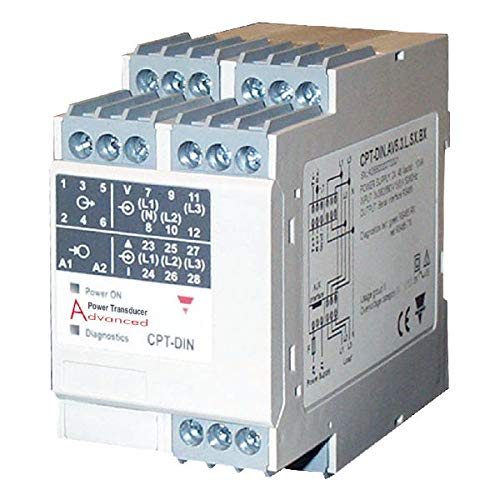CARLO GAVAZZI CPTDINAV53LA3AX 18-60VAC/DC, 3-PH, 3X0-20MA Outs, 400/690VLL, Compact Power TRANSDUCER, CPT-DIN ADVNCD