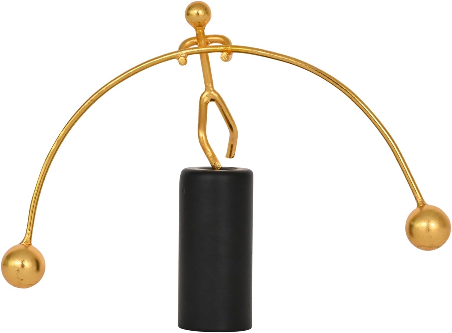 DecorTwist® Newton's Balancing Man Stress Relief Toy 4.5Inch Perpetual Motion Metal Pole Balancing Man Instrument in Gold Home Office Toys Desktop Art for Table Desk Decor Gifts Pack of 1 (Golden)