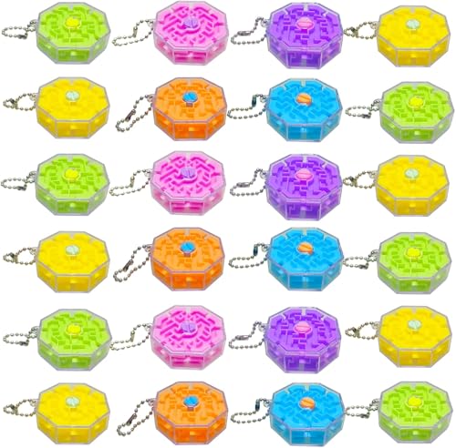 24 PCS Mini Cubos Laberinto, Mini Juego de Paciencia, Aliviar el Estrés, Premios para el Aula, Juegos de Habilidad para Adultos y Niños Regalos
