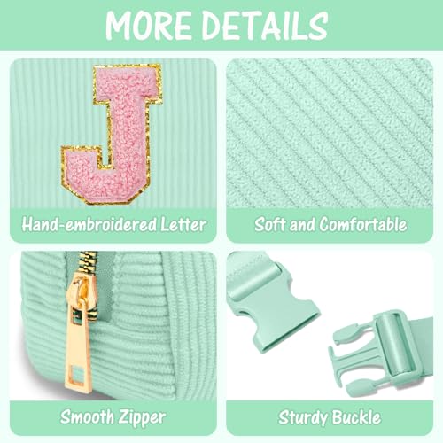Image of Gitus 10 11 12 13 14 15 16 Year Old Girl Gifts Personalized Birthday Gifts for Women Daughter Sister Her Initial Belt Bag Fanny Pack Crossbody Bags for Teen Girl Gifts Trendy Stuff (Mint Green-J)