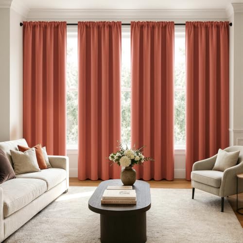 Image of MIULEE Fall Decor Burnt Orange Blackout Bedroom Curtains 84 inch Long 4 Panels