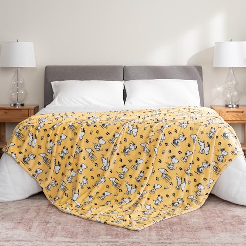Image of Berkshire Blanket Peanuts VelvetLoft Cute Character Snoopy Plush Blanket,Peanuts Poses and Paws Sundress,Twin 60 in x 90 in (Official Peanuts Product)