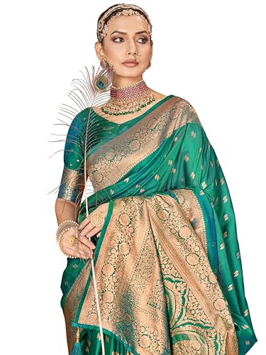 Image of Mehrang Women's Pure Kanjivaram Silk Saree Banarasi Silk Wedding Sarees for Women with Blouse Piece