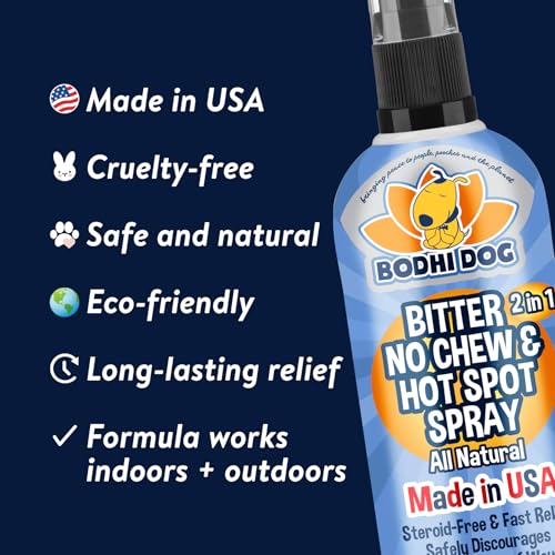 Image of Bodhi Dog Bitter 2-in-1 No Chew & Hot Spot Spray - Natural Anti-Chew Remedy Better Than Bitter Apple - Soothes Hot Spots, Deters Chewing - Safe for Skin, Wounds & Furniture- Made in USA (4 Fl Oz)