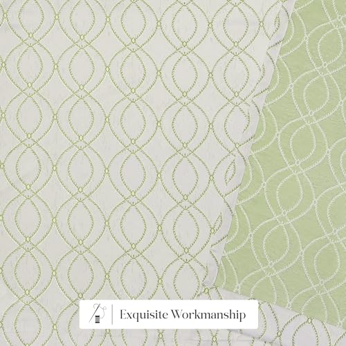 Image of Yellow Weaves 1 Pc Jacquard Oval Eyelet Window Curtain - Perfect for Home, Office, Bedroom, Living Room & Balcony - 5 Feet (Pastel Green)