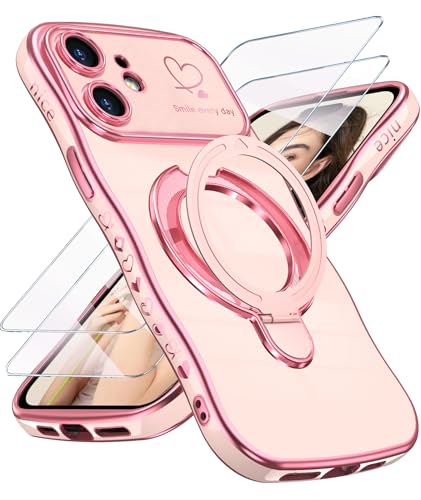 Liufcx Cute Plated Gold Wavy Edge Phone Case for iPhone 12 - Pink