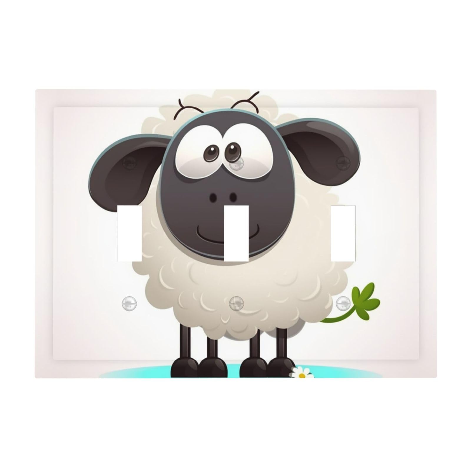 Decorator Light Switch Covers Sheep Wall Plate 3-Gang Mid Size 6.7" x 4.8" Triple Toggle Switch Wallplate Decorative 3 Gang Wall Switch Plate Covers Polycarbonate Thermoplastic