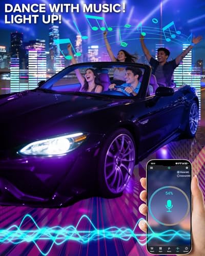 Image of Car Interior LED Lights, 12V RGB Under Dash Footwell Ambient Lighting Kit
