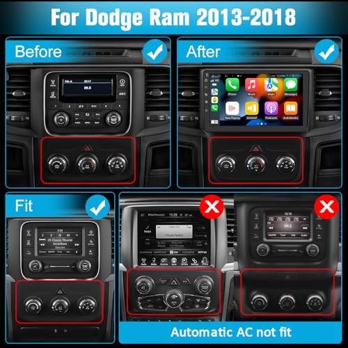 Image of Junsun Qualcomm 8-Core Car Radio Stereo for Dodge Ram 2013-2019 1500 /2500 /3500 (4GB RAM 64GB ROM),10.6 inch HD IPS Touch Screen Built-in 4G LTE with Wireless Carplay Android Auto GPS WiFi BT SWC Manual AC
