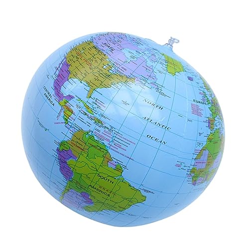 MERIGLARE Globo mundial inflável 40 cm Geografia PVC Ferramentas de aprendizado de globo Bola de praia para ensinar aprender brincar de praia