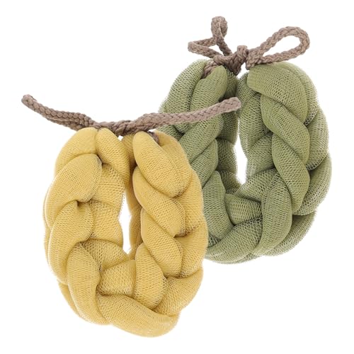 MALUGOGO 2 esponjas de ducha de polietileno para adultos, esponja de ducha de material PE que produce burbujas ricas, fácil de suspender, apto para ducha y baño
