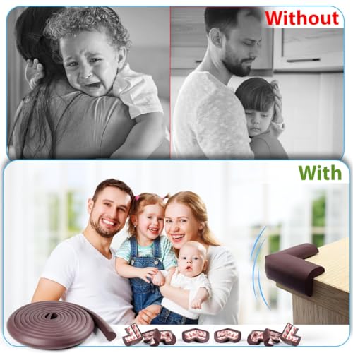 Image of Generic Baby Corner Protector - Edge Bumper Guard Crib - Safety Table Furniture - Foam Protectors Guards Proof Bed Wall Bumpers Fireplace Child Cover - proofing Rail Padding Pads Door Covers (Brown)