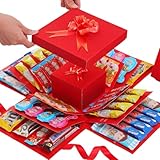 MARUHADO ギフトボックス お菓子 サプライズ プレゼント 5層 子供 誕生日 飛び出す ラッピング 箱 お祝い 記念日 赤