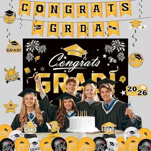 50% Off Gold 2026 Graduation Decorations Set - Image 5