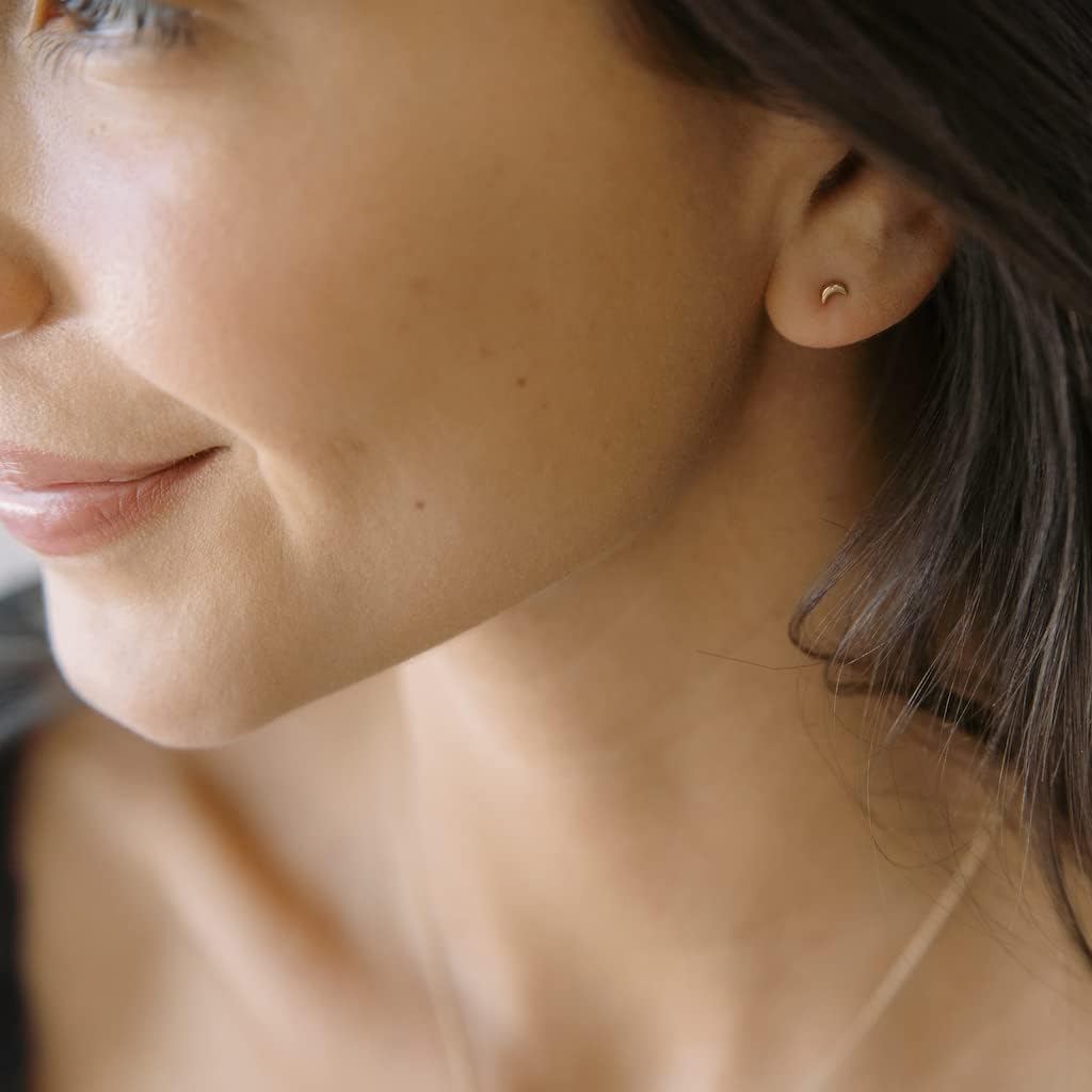 HONEYCAT Mini Moon Stud Earrings in Gold, Rose Gold, or Silver | Minimalist, Delicate Jewelry