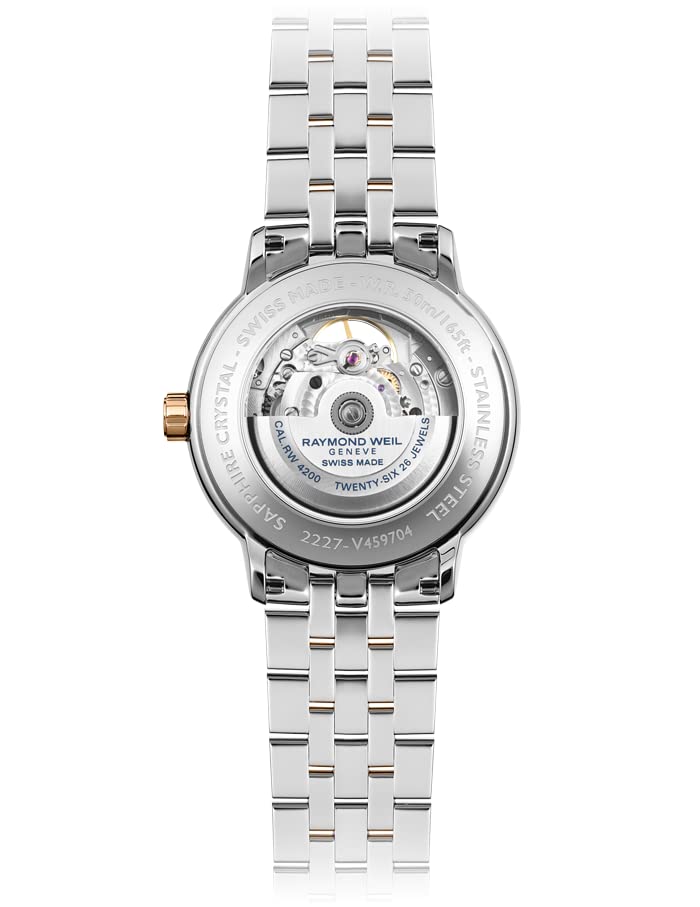 RAYMOND WEIL Maestro Men's Automatic Watch 40mm, Visible Open Balance Wheel, Two-Tone Stainless Steel & Rose Gold PVD Bracelet, Black Dial, Swiss Made (Model: 2227-SP5-20021)3