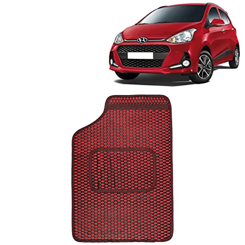 Image of Kingsway Dotted Design Car Floor Foot Mats Universal Fit for Hyundai Grand I10, Model Year : 2017 Onwards, Water and Dustproof, Color Red, Set of 5 Pieces