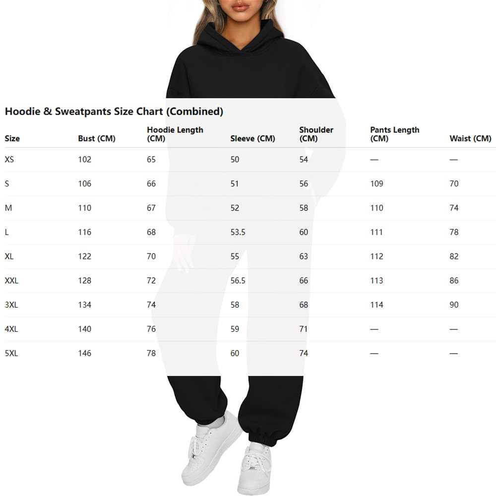 Generico Completo da donna in 2 pezzi con cappuccio, felpe oversize, comode e larghe, outfit autunnali
