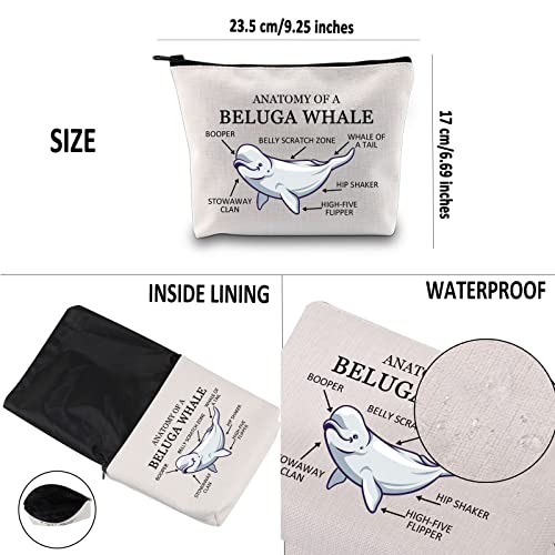 PYOUL Anatomy of A Beluga Whale Makeup Bag Beluga Whale Fan Cosmetic Bag Dolphin Lover Gift Sea Animal Gift (A Beluga Whale B) - Image 3