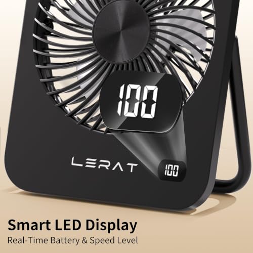 5-Speed Lerat USB Rechargeable Foldable Portable Desk Fan - image 2