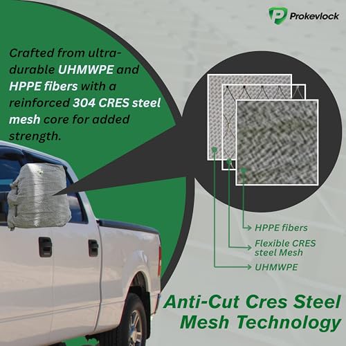 Image of HD-MirrorLock for Heavy-Duty Trucks, Vehicle Side Mirror Covers Set, Anti-Theft Lock, UHMWPE, HPPE, 304 CRES Steel Mesh, Fits Most Pickup Trucks, Protection from Ice (16 x 14 x 6 Inches)