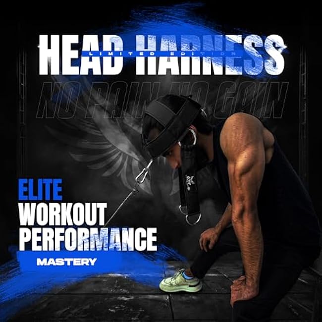 QTF Neck Harness Weight Lifting Training, Neck Builder Thick Neoprene Padded Adjustable Chin & Head Strap, Neck Workout Head Harness Heavy Duty Steel Chain