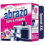 abrazo Topf & Pfanne - 12 Reinigungskissen für Töpfe, Grill & Backofen, Spülschwamm mit veganer...
