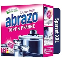 abrazo Topf & Pfanne - 12 Reinigungskissen für Töpfe, Grill & Backofen, Spülschwamm mit veganer Pflanzenseife, Küchenschwamm, Reinigungsschwamm