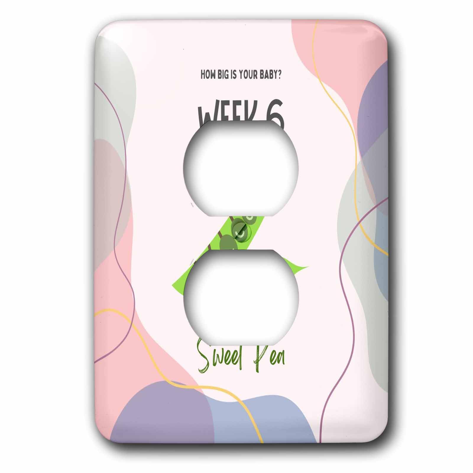3dRose Image of Sweet Pea how big is your baby week 6 - Light Switch Covers (lsp-388458-6)