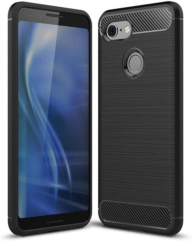Image of NPRC Hybrid Ultra Slim Protective Case TPU Non-Slip Carbon Fiber Texture Shockproof Case Cover for Google Pixel 3 - Black