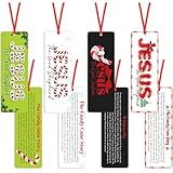 Resurhang 200 Pcs Christmas Candy Cane Meaning Story Bookmarks Jesus Religious Candy Cane Christian Paper Bookmark Gifts Bulk for Christmas Sunday School Teacher Classroom Reading Rewards