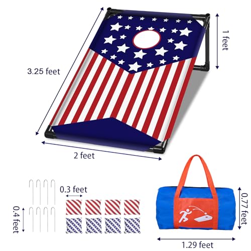 NZQXJXZ Portable Cornhole Board Set with 8 Bean Bags - 3x2 Ft Corn Hole Toss Game for Indoor and Outdoor Parties, Ideal for Kids, Adults, Beach, Yard and Camping - Image 5