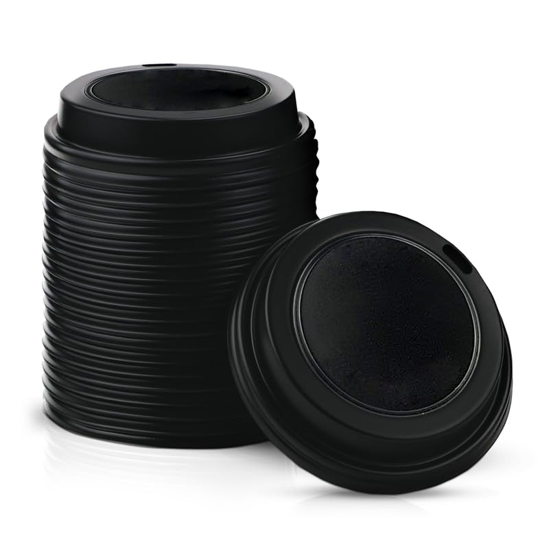 We Can Source It Ltd – Black 8oz Re-Usable Sip-Through Lids for Paper Coffee Cups 80mm – Secure Fit and Spill Protection – Ideal for Coffee, Hot Drinks – Perfect for Events and Offices – Pack of 500