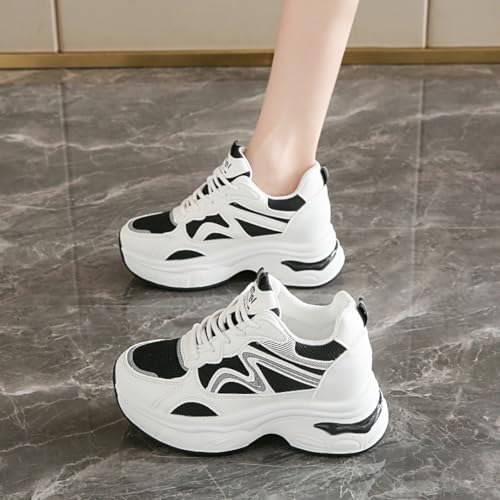 Summer Girl Breathable Thick-Soled Student mesh Sports Height Increase Small White Shoes3
