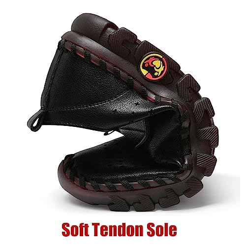 Image of Women's Hollow Beef Tendon Soft Bottom Slip-on Flat Loafers,Fashion Hand Sewing Non-Slip Oxford Breathable Orthotic 4D Pain Relief Comfy Walk Casual Shoes