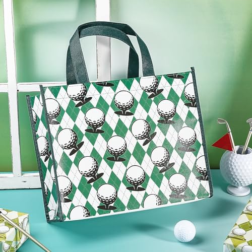 Loveinside 13" Large Golf Reusable Gift Bag, Green Argyle Golf Ball Pattern, Recycled Party Favor Bag for Men Boys, Sports Birthday, Sports Lovers, Team Celebration, Fathers Day, 13" x 5" x 10", 1 Pcs by Loveinside - Used condition - Image 5