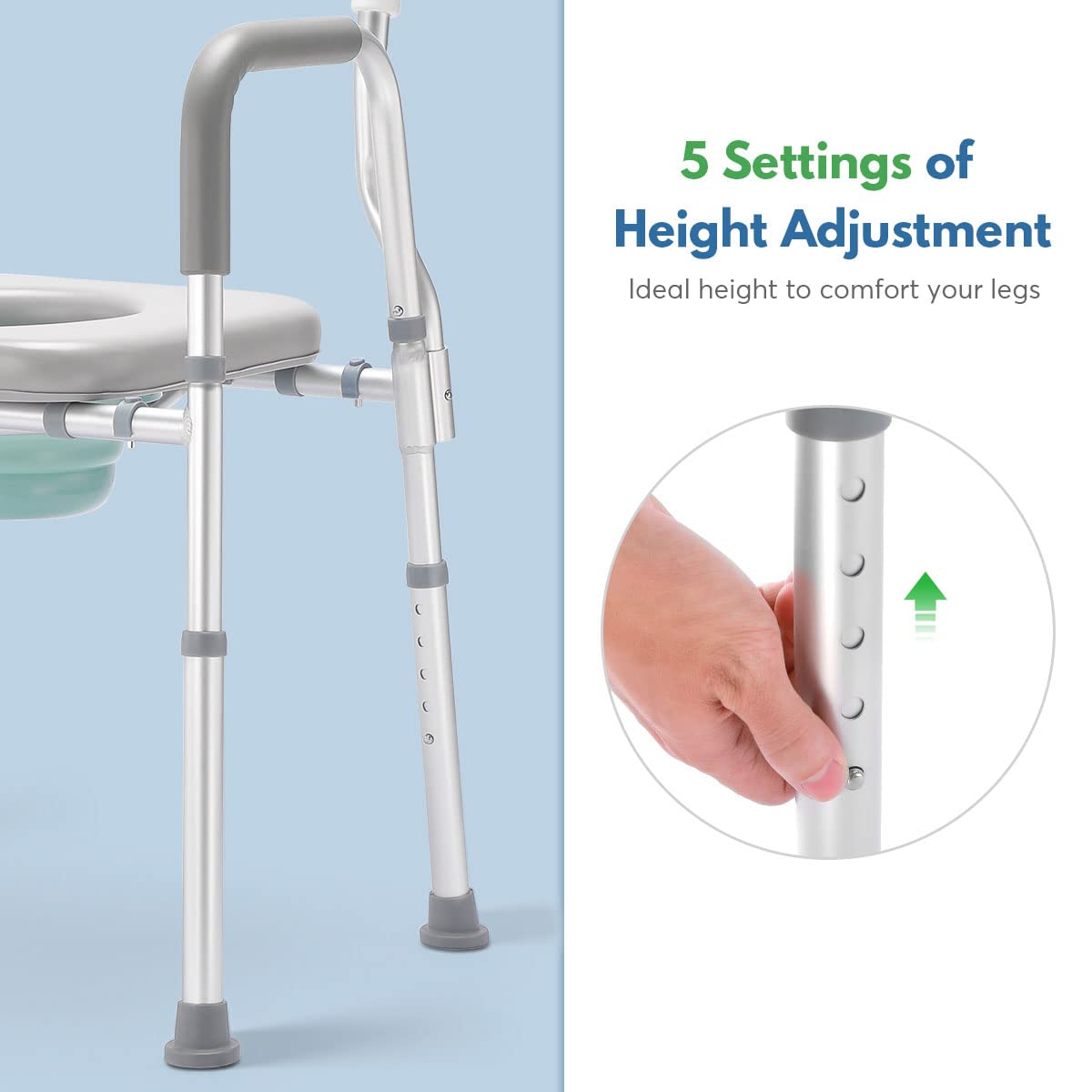 AUITOA 4in1 Raised Toilet Seat with Handles and Back, 300lb Medical