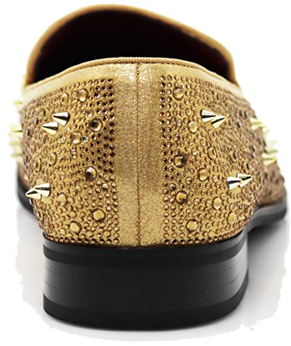 Image of Enzo Romeo Men Fashion Rhinestones Studs Tuxedo Slip On Loafer Dress Shoes WBG