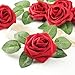 Mocoosy 50 Pcs Artificial Flowers Red Roses Bulk, Real Looking Fake Foam Roses with Stems DIY Wedding Bouquet Floral Arrangement Bride Shower Centerpieces Valentines Day Christmas Tree Decorations